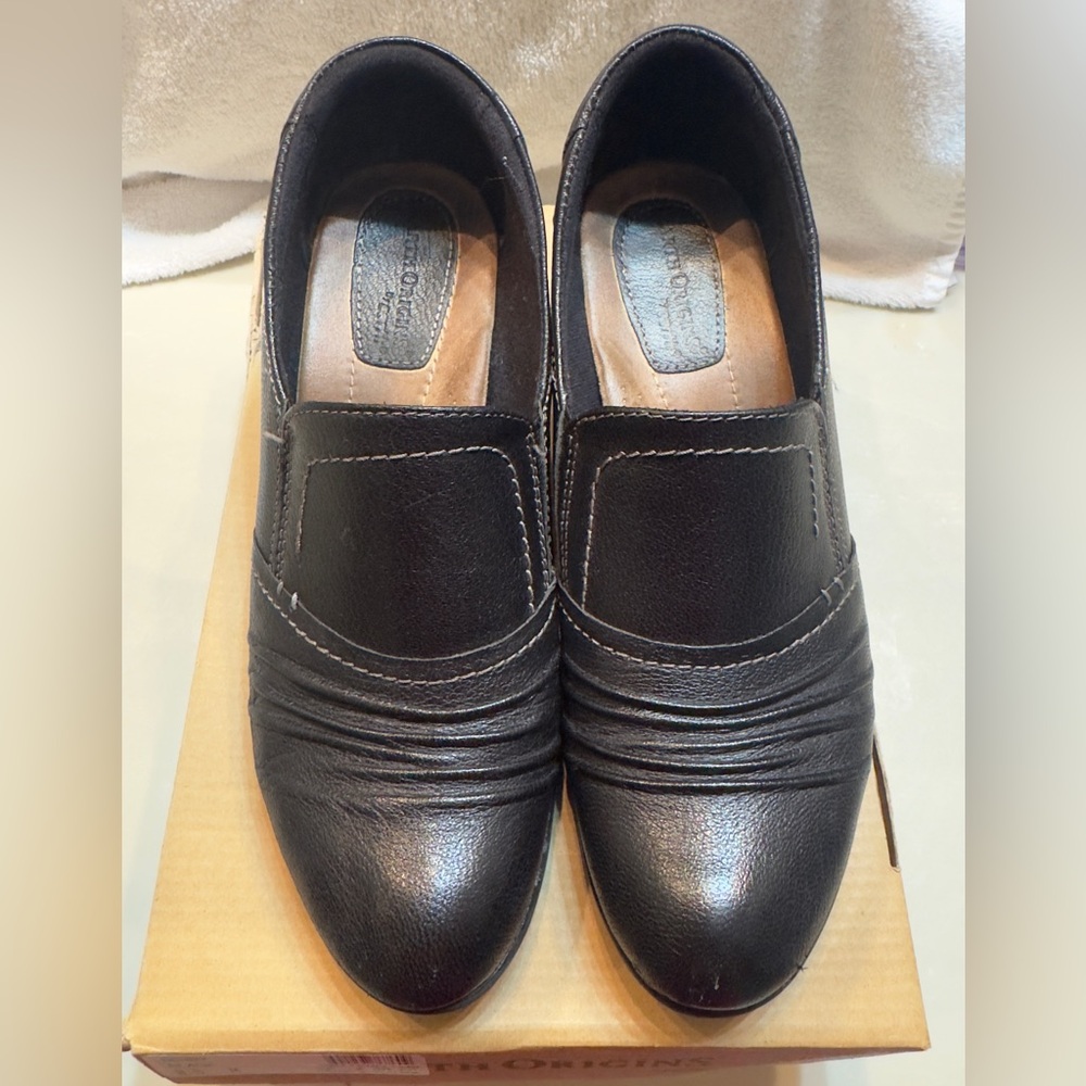 Earth Origins Derby Black Tumble Goat Shoes 81/2 M